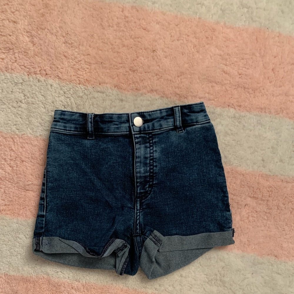Blue denim high waisted shorts